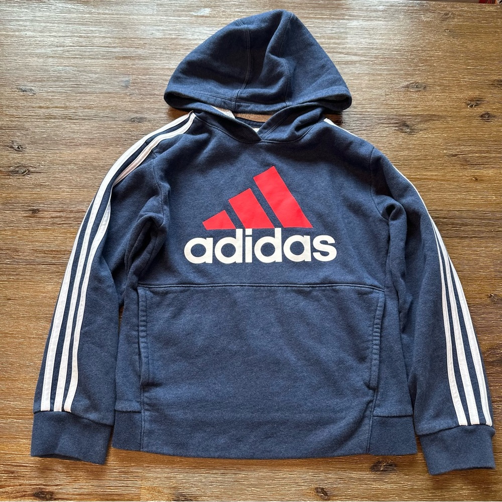 3/27$ Adidas Kids Blue Hoodie with Red and White Accents size 10/12